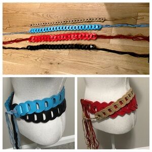 Vintage hippie vegan leather braided belt bundle